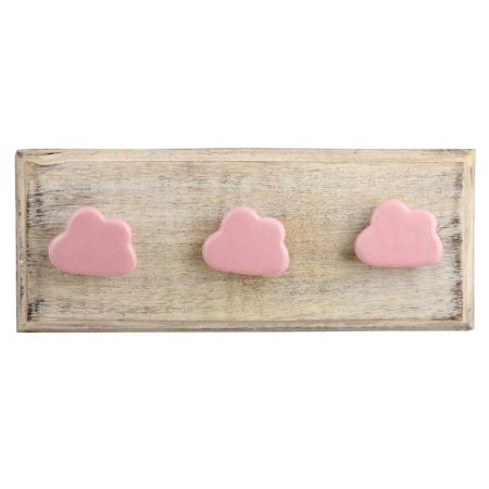 Pink Cloud Ceramic Wooden Hook 